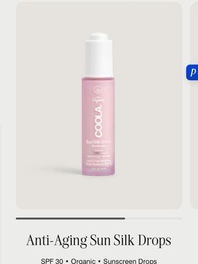 New without box COOLA Sun Silk Drops SPF 30 – organic. Lightweight serum drops.